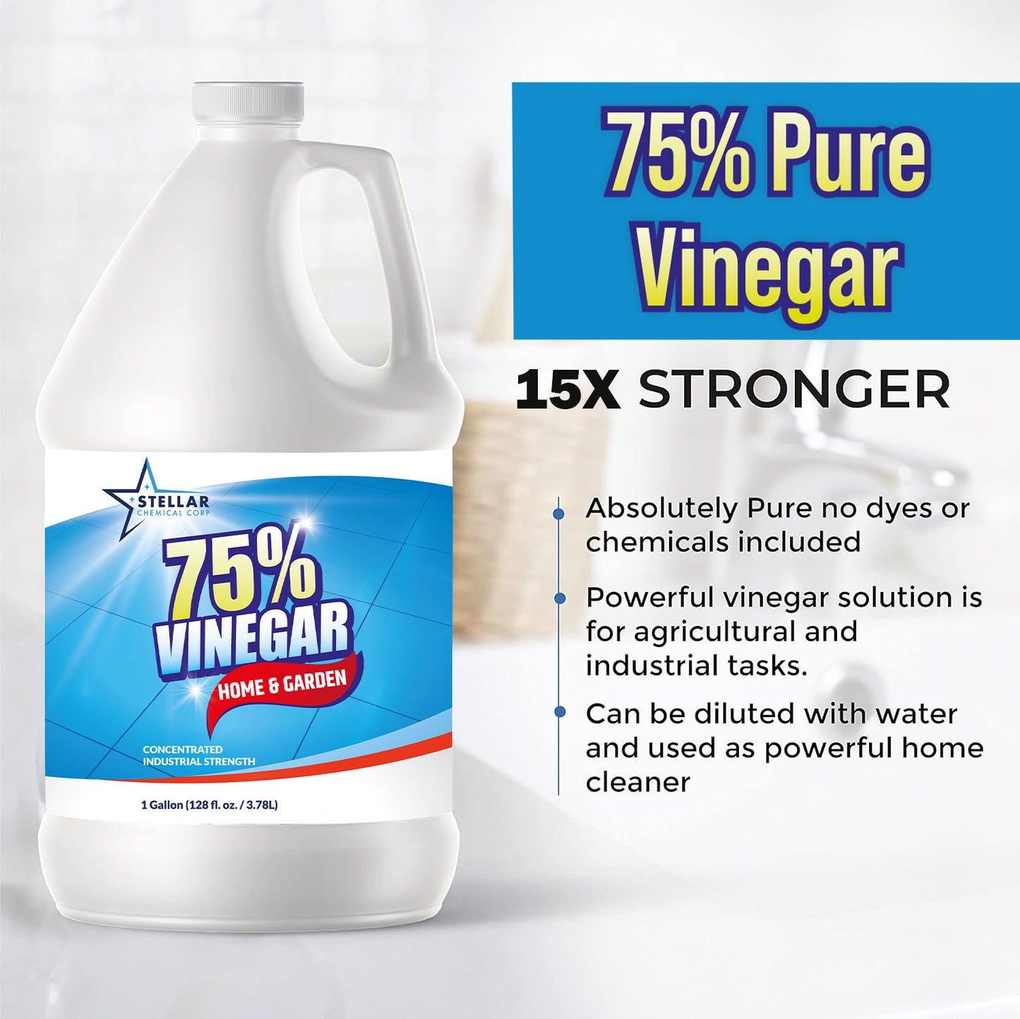 75% Pure Vinegar | Dilutes to 15 Gallons
